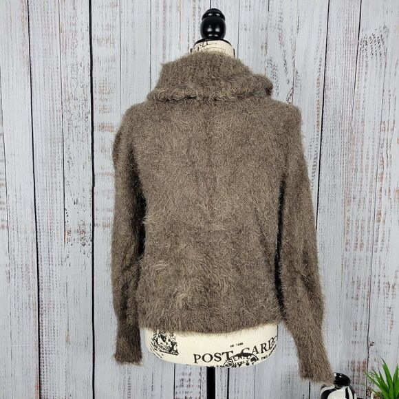 Express Women's XS Loose Fit Light Brown Soft Fur Cowl Neck Cozy Warm Sweater - Picture 5 of 8